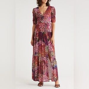 Vince Camuto - Shirred Sleeve Chiffon Tiered Maxi Dress - Size 2